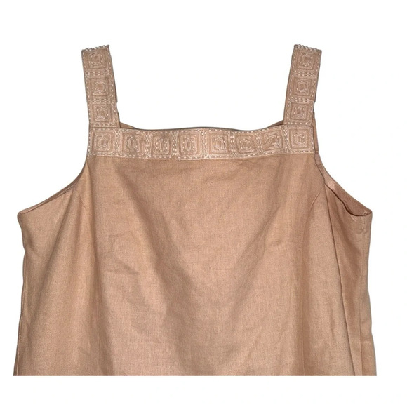 Evan-Picone Sz 12 Linen Sheath Dress Beaded Office Neutral Light Academia - Picture 4 of 13